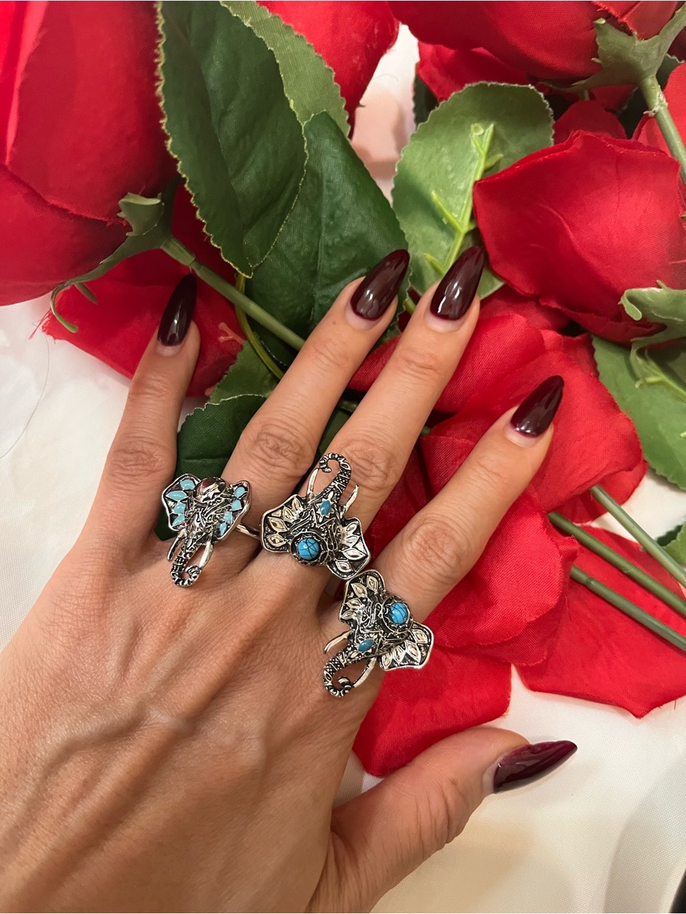 Brand New Tibetan silver 3 elephant rings